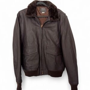 Vintage San Diego Leather Jacket Factory brown leather bomber flight jacket
